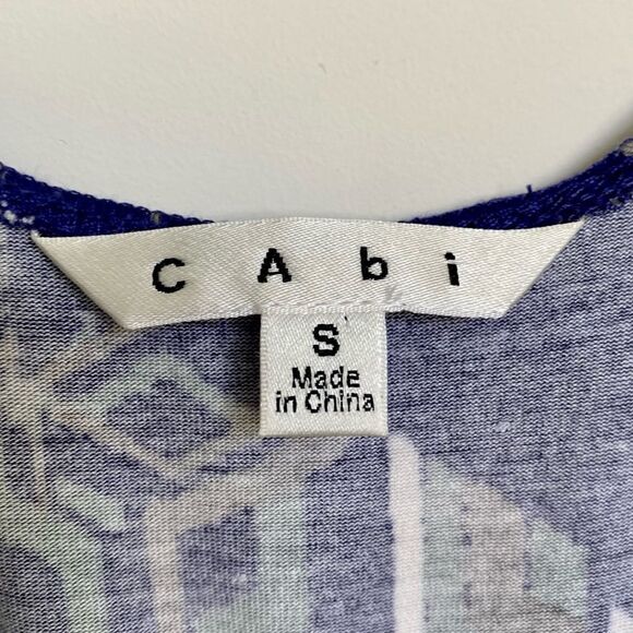 Cabi Blue White Gray V-Neck Mini Dress Size Small - Picture 4 of 8